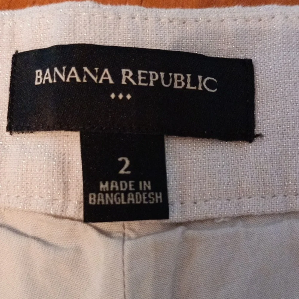 Banana Republic silver metallic linen cotton shorts ladies size 2 - Picture 7 of 11